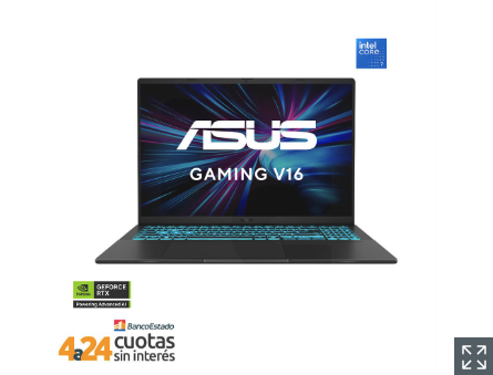 Notebook Gamer ASUS V16 Gaming Intel Core 7-240H NVIDIA GeForce RTX 5050 8GB 16" 144Hz 16GB RAM 512GB SSD Windows 11 Home Negro 90NB16L1-M00540