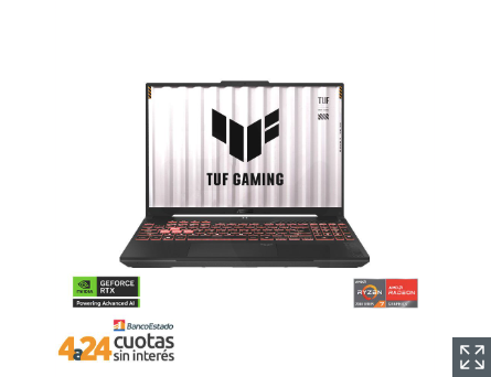 Notebook ASUS TUF Gaming A16 Gamer AMD Ryzen 7-7445HS NVIDIA GeForce RTX 4050 6GB 16" 144Hz 16GB RAM 512GB SSD Windows 11 Home Gris FA607NUG-RL146W