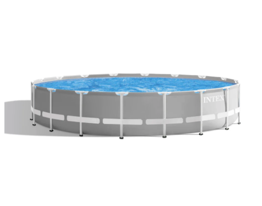 Piscina Estructural Redonda INTEX Prism Frame 5.49mx1.22m, 24.311L, con Bomba, Escalera, Cobertor y Tapiz