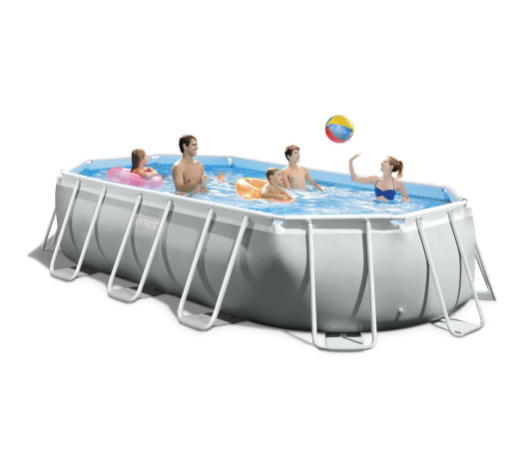 Piscina Estructural Ovalada Prism Frame INTEX, 5.03 x 2.74 x 1.22m, 13.365L, con Bomba, Escalera, Cobertor y Tapiz
