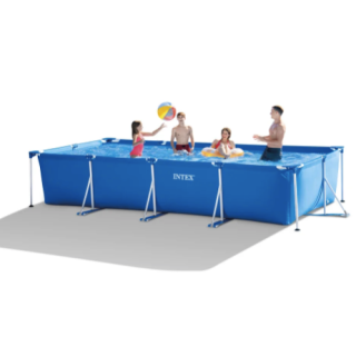 Piscina Estructural Rectangular INTEX Metal Frame, 4.50m x 2.20m x 84cm, 7.127L, con Bomba
