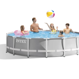 Piscina Estructural Redonda INTEX Prism Frame 427 x 107 cm, 12.706L. Con Bomba, Escalera y Cobertor