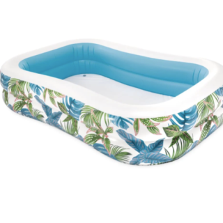 Piscina Inflable Tropical con Estampado de Hojas y Tapón de Desagüe 229 x152 cm, 600L