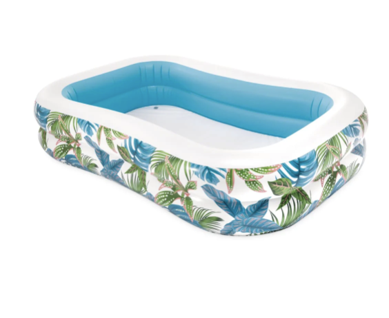 Piscina Inflable Tropical con Estampado de Hojas y Tapón de Desagüe 229 x152 cm, 600L