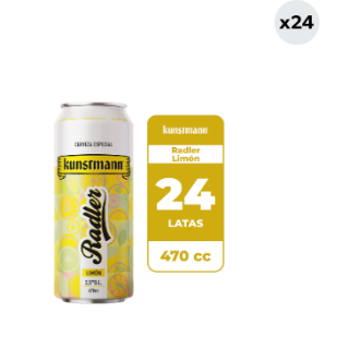 24x Cerveza Kunstmann Radler Limón 2.5° Lata 470cc