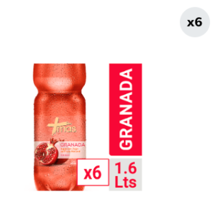 Pack 6 Aguas Saborizada Mas Granada Botella 1.6L