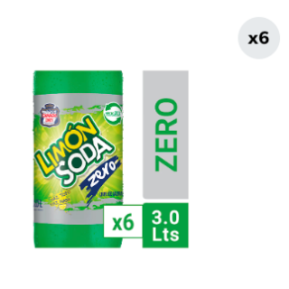 6x Bebida Limón Soda Zero Botella 3L
