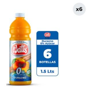 6x Néctar Watt's Durazno Sin Azúcar 1.5L