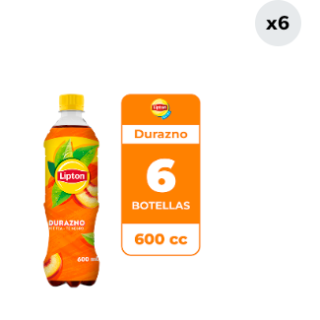 6x Ice Tea Lipton Té Negro Durazno 600cc