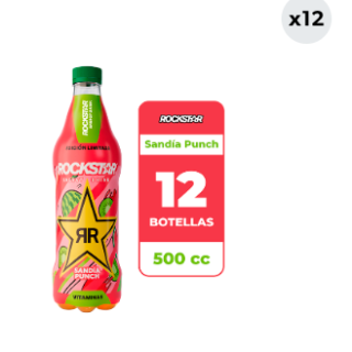12x Bebida Energética Rockstar Sandía Punch 500cc