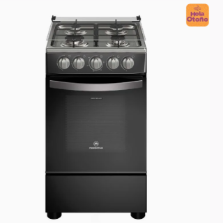 Cocina a Gas 4 Platos Mademsa LimpiaFácil y Tapa Cubierta Vidrio FM4LP Negra