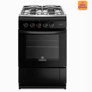Cocina a Gas 4 Platos Mademsa con LimpiaFácil y Parrillas de Alambrón MV 120 T Negra