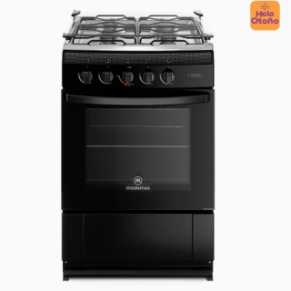 Cocina a Gas 4 Platos Mademsa con LimpiaFácil y Tapa Cubierta MV 210 T Negra