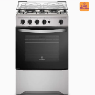 Cocina a Gas 4 Platos Mademsa con LimpiaFácil y Botón de Encendido M 520 T Inox