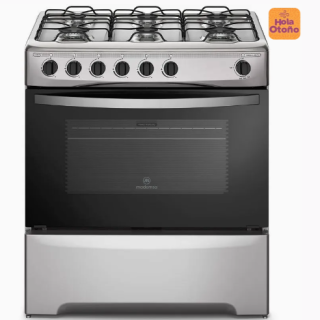 Cocina a Gas 6 Platos Mademsa con LimpiaFácil y Parrillas de Alambrón M 810 T Inox