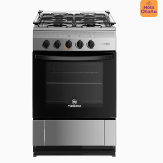 Cocina a Gas 4 Platos Mademsa con LimpiaFácil y Tapa Cubierta MV 220 T Inox