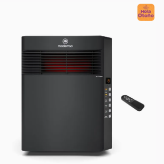 Estufa Eléctrica Infrarroja Mademsa 1500W Digital, Modo Eco y Control Remoto INF10 Negra