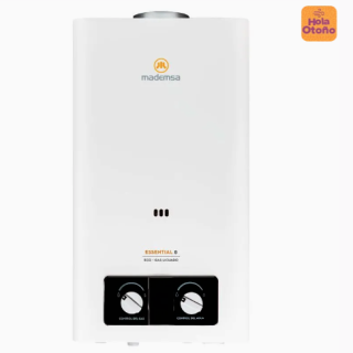 Calefont Gas Licuado Mademsa 8 Litros Tiro Natural Ionizado Essential 8 Eco GL Blanco