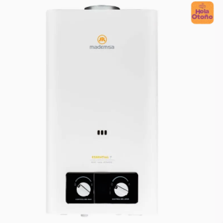 Calefont Gas Licuado Mademsa 7 Litros Tiro Natural Ionizado Essential 7 Eco GL Blanco