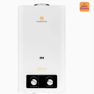 Calefont Gas Licuado Mademsa 10 Litros Tiro Natural Ionizado Essential 10 Eco GL Blanco