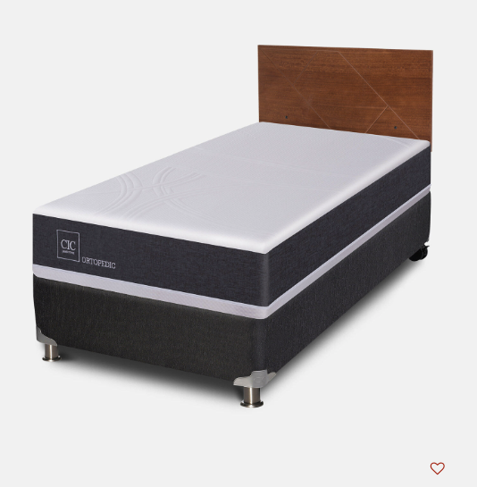 Box Spring 1 Plaza Ortopedic 5 Zonas + Respaldo Villarrica Caramel