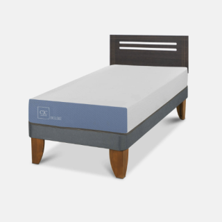 Cama Europea 1 Plaza Excellence + Respaldo Múnich Gris