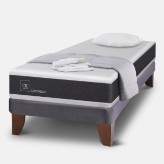 Cama Europea 1 Plaza Ortopedic + Almohada + Plumón