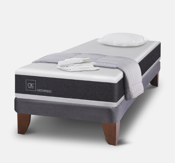 Cama Europea 1 Plaza Ortopedic + Almohada + Plumón