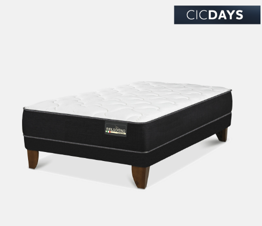 Cama Europea Belsogno 1,5 Plazas Plus Black