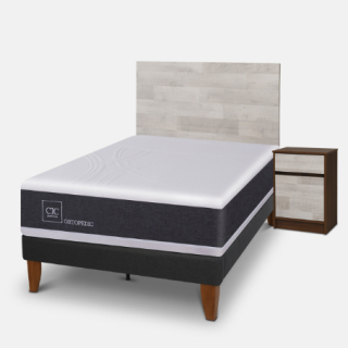 Cama Europea Curve 1,5 Plazas Ortopedic + Set Legno