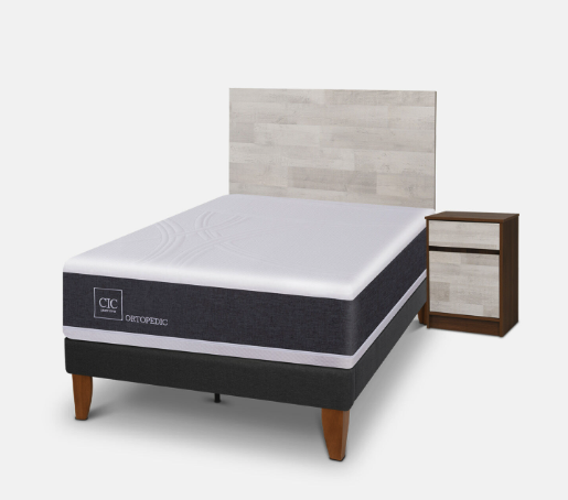 Cama Europea Curve 1,5 Plazas Ortopedic + Set Legno