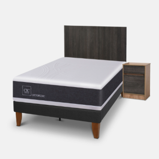 Cama Europea Curve 1,5 Plazas Ortopedic + Set Espresso