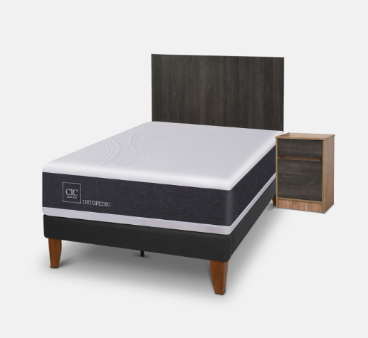 Cama Europea Curve 1,5 Plazas Ortopedic + Set Espresso