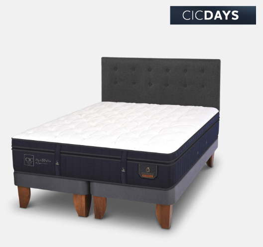 Cama Europea 2 Plazas Super Premium Base Dividida + Respaldo Éufrates
