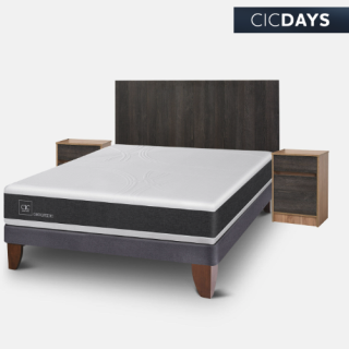 Cama Europea 2 Plazas Ortopedic Base Normal + Set Espresso