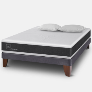 Cama Europea 2 Plazas Ortopedic Base Normal + Almohadas