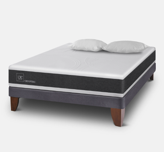 Cama Europea 2 Plazas Ortopedic Base Normal + Almohadas
