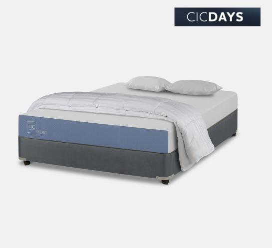 Cama Americana 2 Plazas Excellence + Almohadas + Plumón