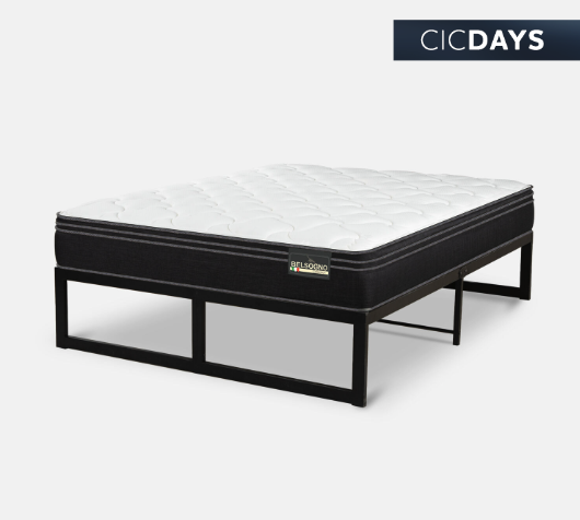 Cama Iron Smart Belsogno 2 Plazas Premium Black