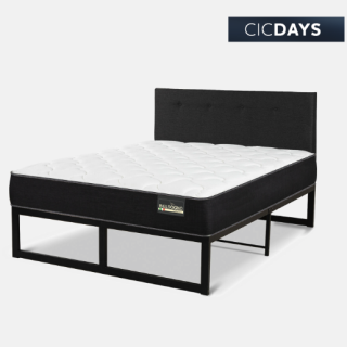 Cama Iron Smart Belsogno 2 Plazas Plus Black con Respaldo Black