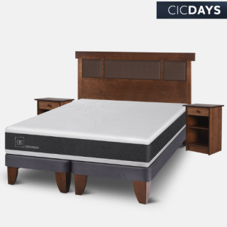 Cama Europea 2 Plazas Ortopedic Base Dividida + Set Dublín Caramel