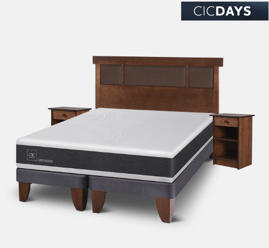 Cama Europea 2 Plazas Ortopedic Base Dividida + Set Dublín Caramel