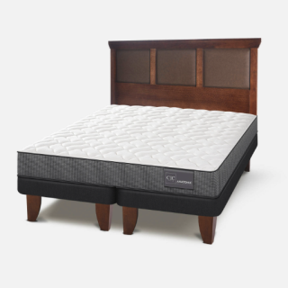 Cama Europea King Anatomic + Respaldo Torino Caramel