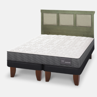 Cama Europea King Anatomic + Respaldo Torino Olivo