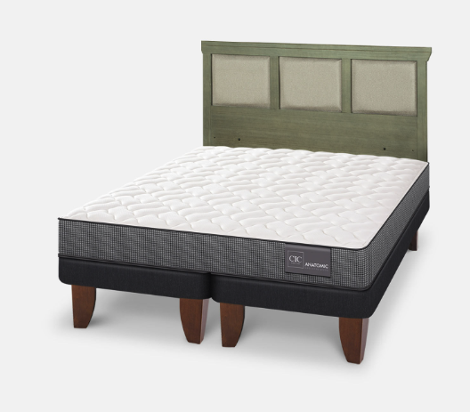 Cama Europea King Anatomic + Respaldo Torino Olivo